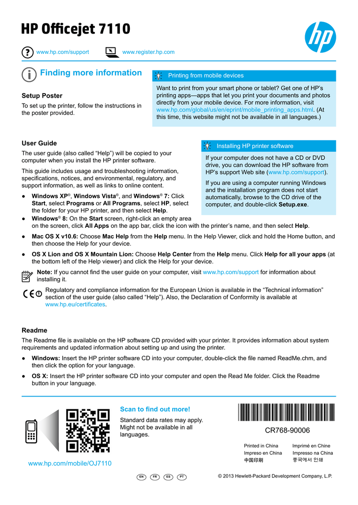 HP OfficeJet 7110 Wide Format ePrinter series - H812 Getting Started Guide  | Manualzz