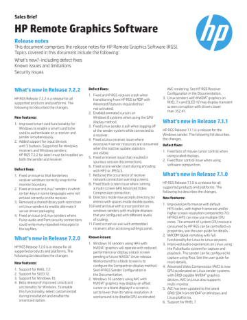 HP Remote Graphics Software Release notes | Manualzz