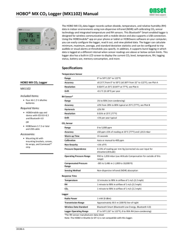 HOBO MX CO2 Logger (MX1102) Manual | Manualzz