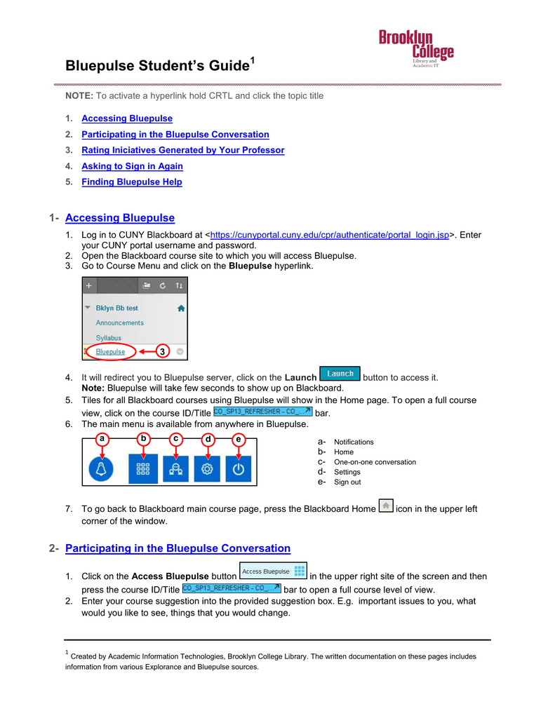Bluepulse Students Guidelines Brooklyn College Bluepulse Students Guidelines Brooklyn College