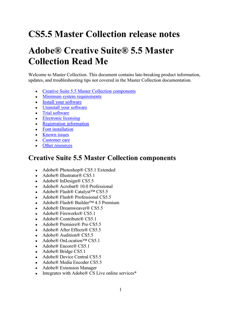 Creative Suite 5.5 Master Collection Read Me | Manualzz