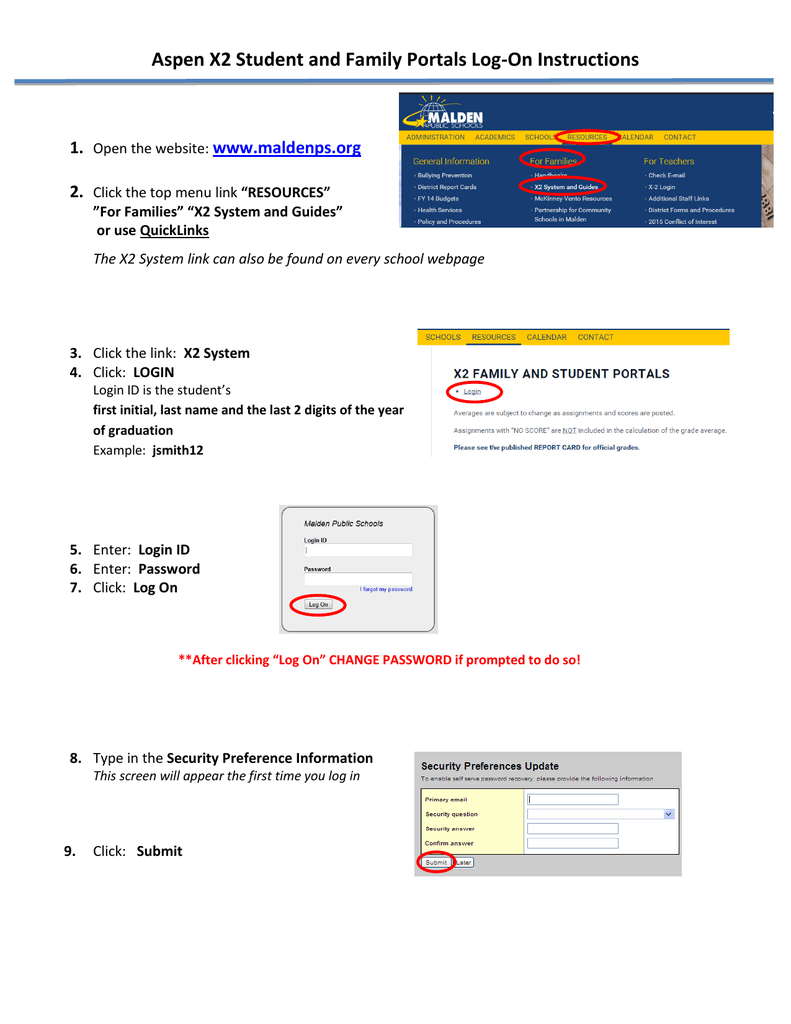 Aspen X2 Family And Student Portal Logon Manualzz