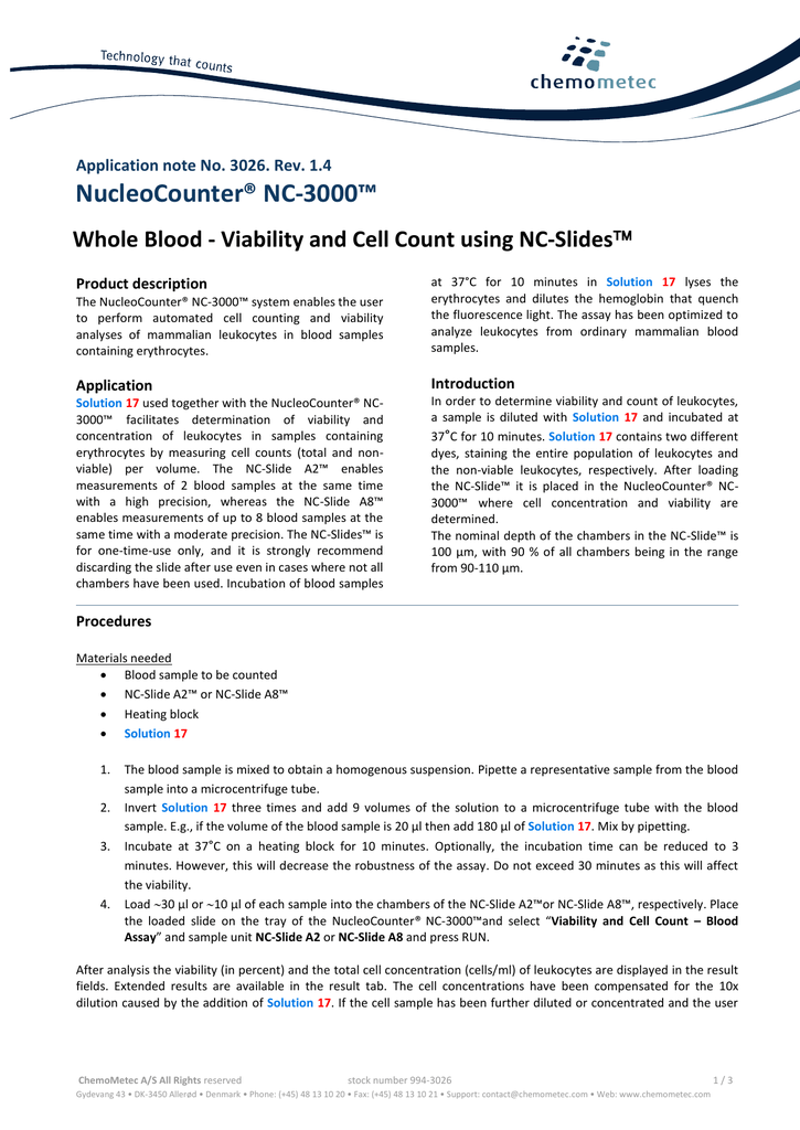 Whole Blood Viability And Cell Count Using Nc Manualzz