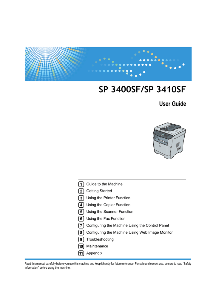 Ricoh Aficio SP 3400SF User manual 