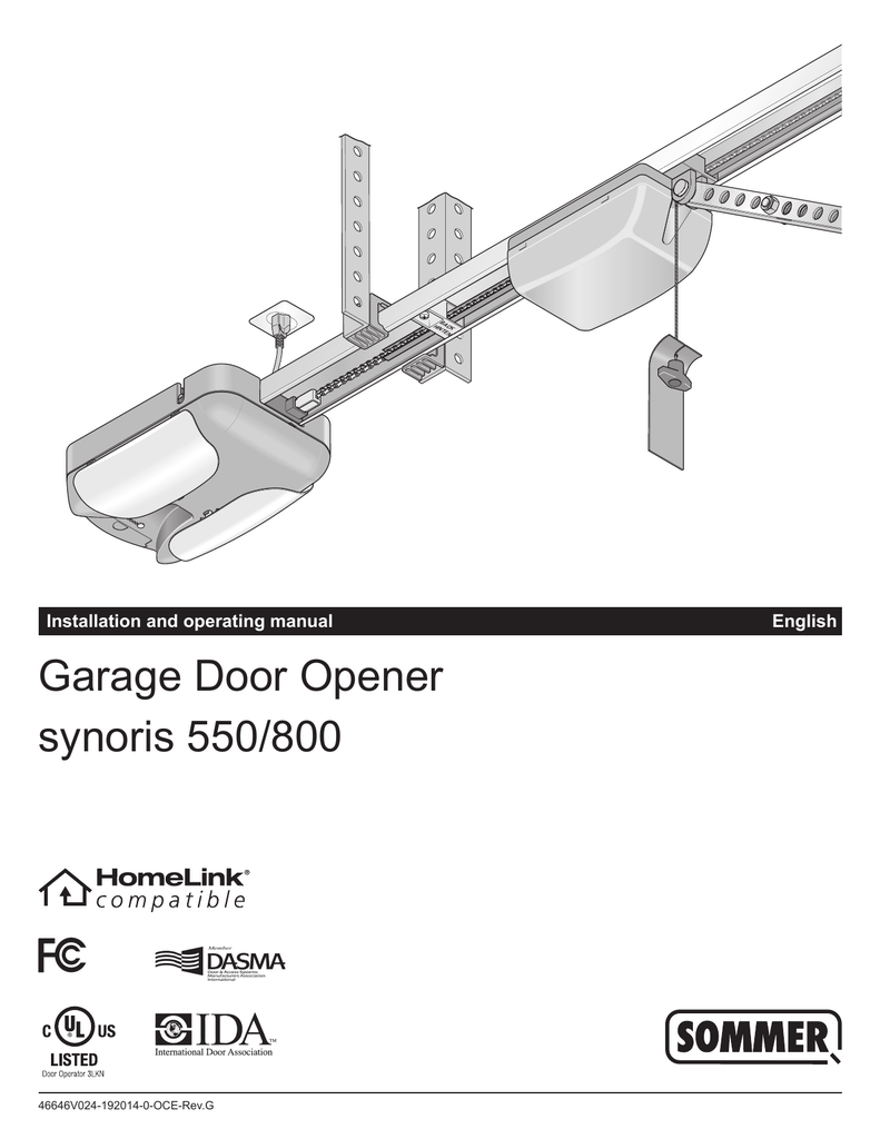 Garage Door Opener Synoris 550 800 Manualzz Com