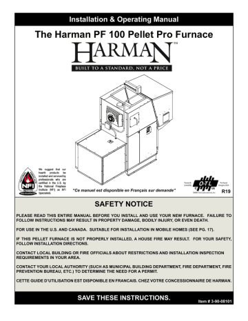 PF100 Pellet Pro Furnace - Fallons Home and Hearth | Manualzz
