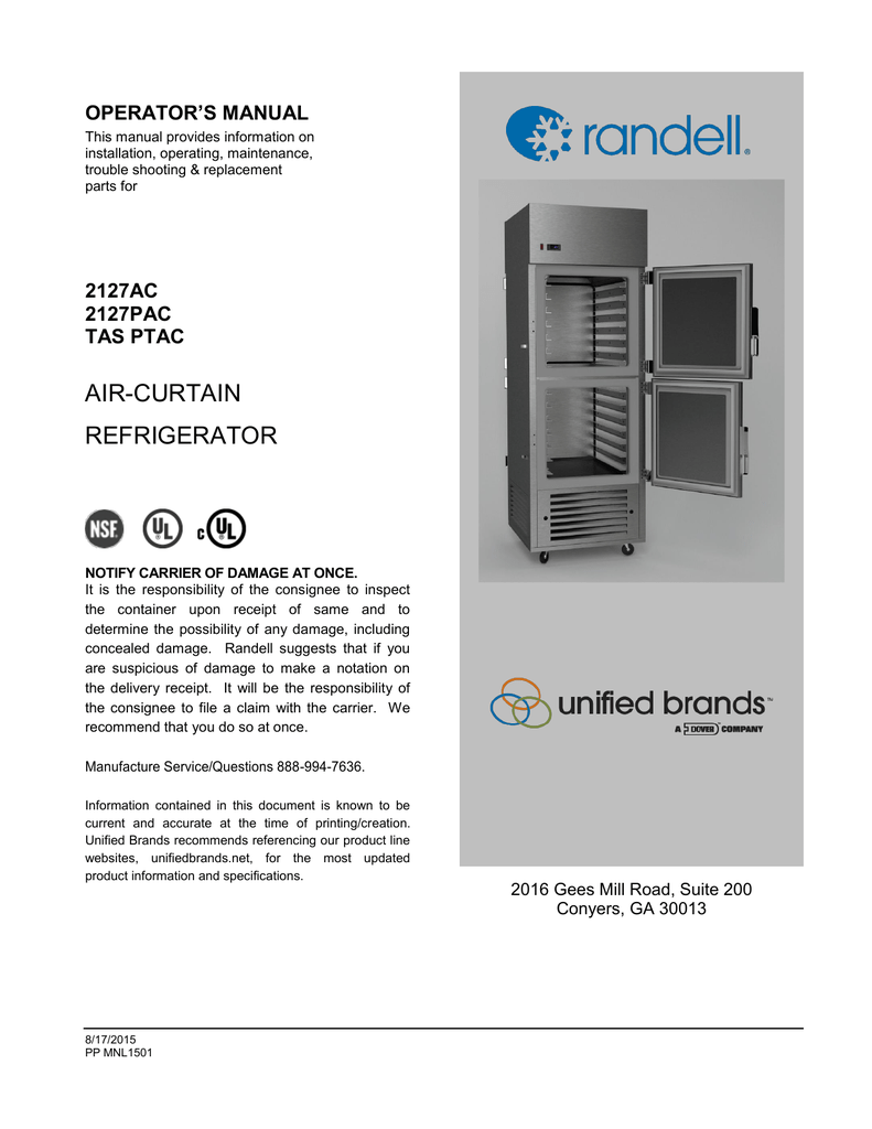 Randell Air Curtain Operators Manual Manualzz