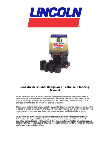 Lincoln Quicklub® Design and Technical Planning Manual | Manualzz