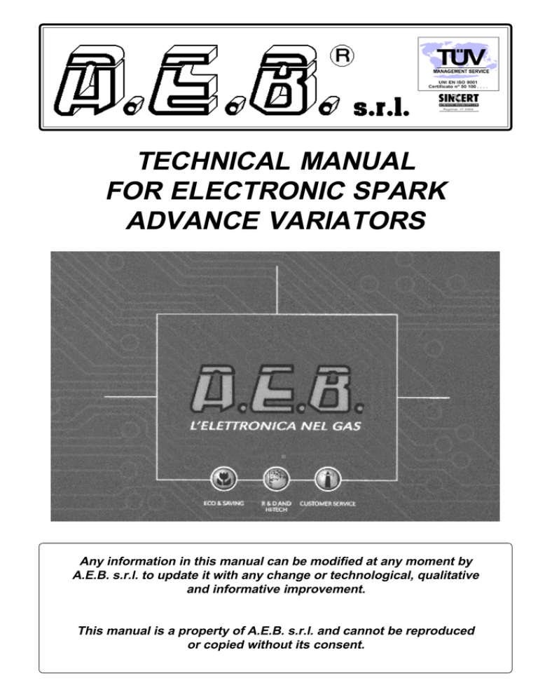 TECHNICAL MANUAL FOR ELECTRONIC SPARK ADVANCE Manualzz