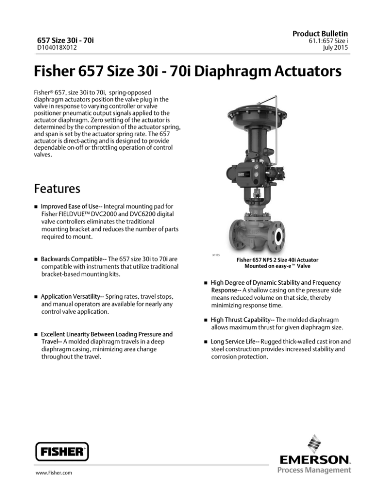 Fisher 657 Size 30i - 70i Diaphragm Actuators | Manualzz