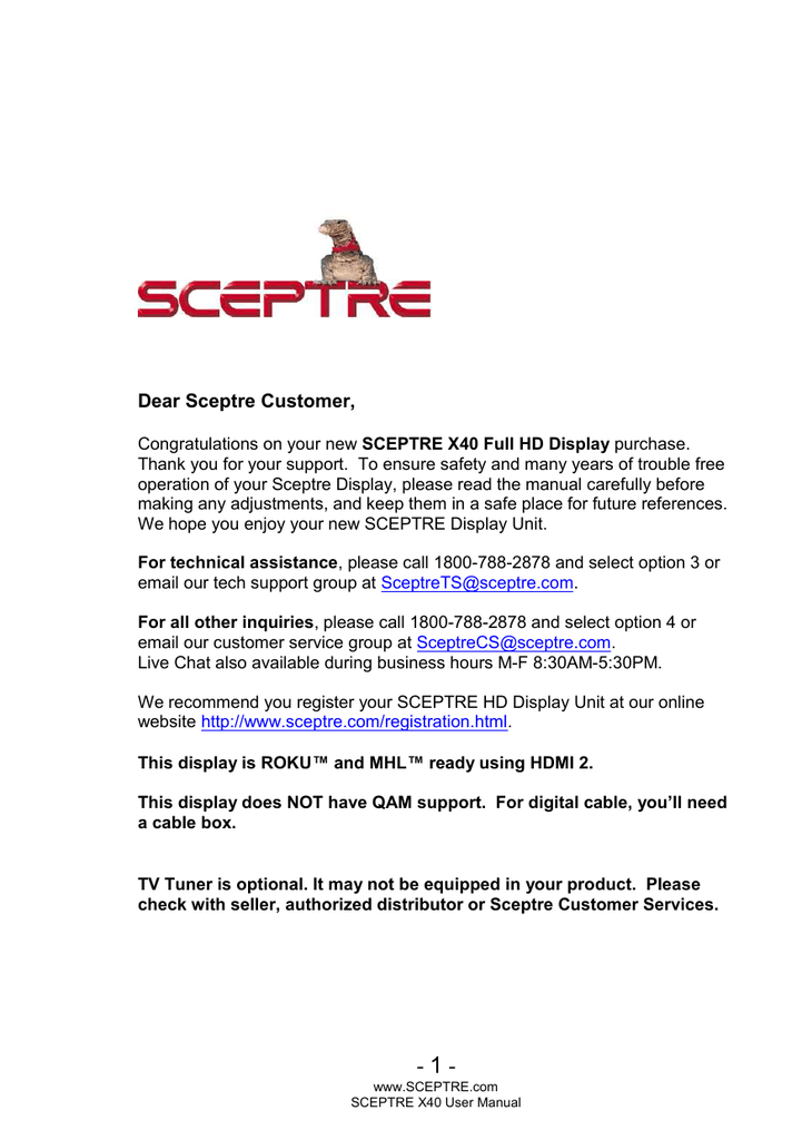 Manual Sceptre Manualzz