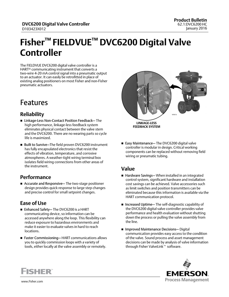 Fisher FIELDVUE DVC6200 Digital Valve Controller (D103423X012) Manualzz