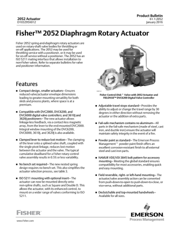 Fisher™ 2052 Diaphragm Rotary Actuator | Manualzz