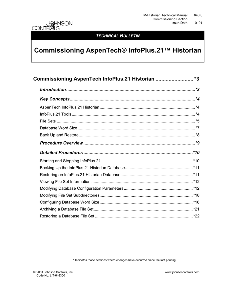 Commissioning AspenTech InfoPlus.21 Historian Technical Bulletin Manualzz