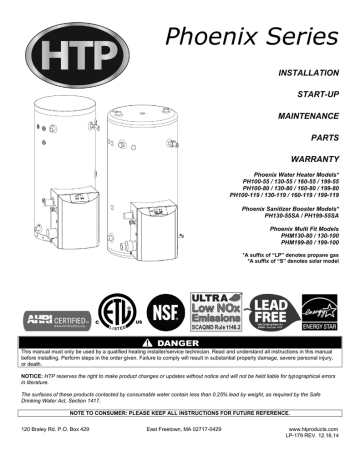 HTP Phoenix Solar Water Heater Installation Manual | Manualzz