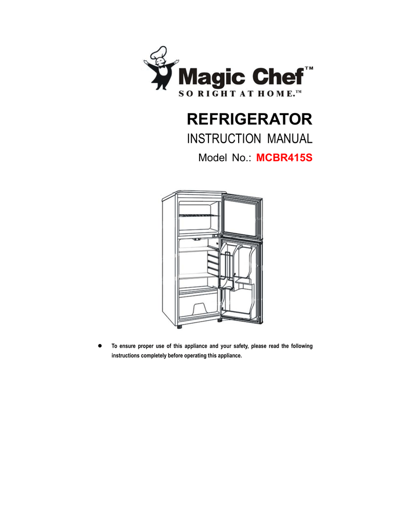 magic chef mini fridge model mcbr415s
