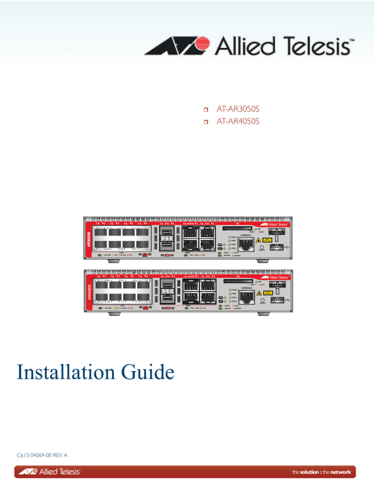 AT-AR3050S and AT-AR4050S Installation Guide | Manualzz