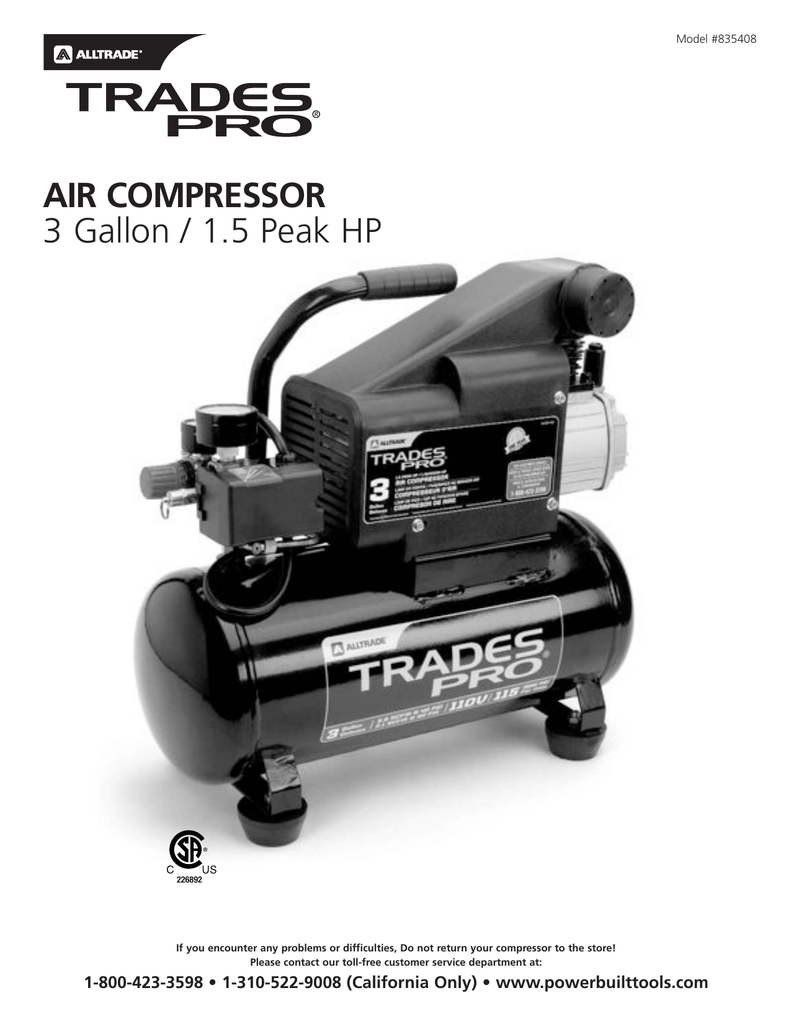 trades pro air compressor 4 gallon parts