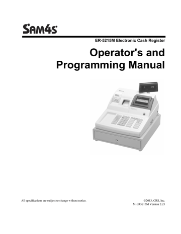 Sam4s ER-5215M Operator's And Programming Manual | Manualzz