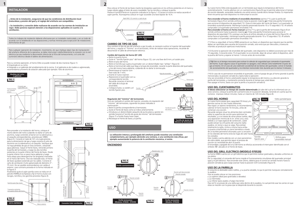 00058 033 Manual usuario e instalacion Horno frente curvo acero inoxidable  Orbis 970520 | Manualzz