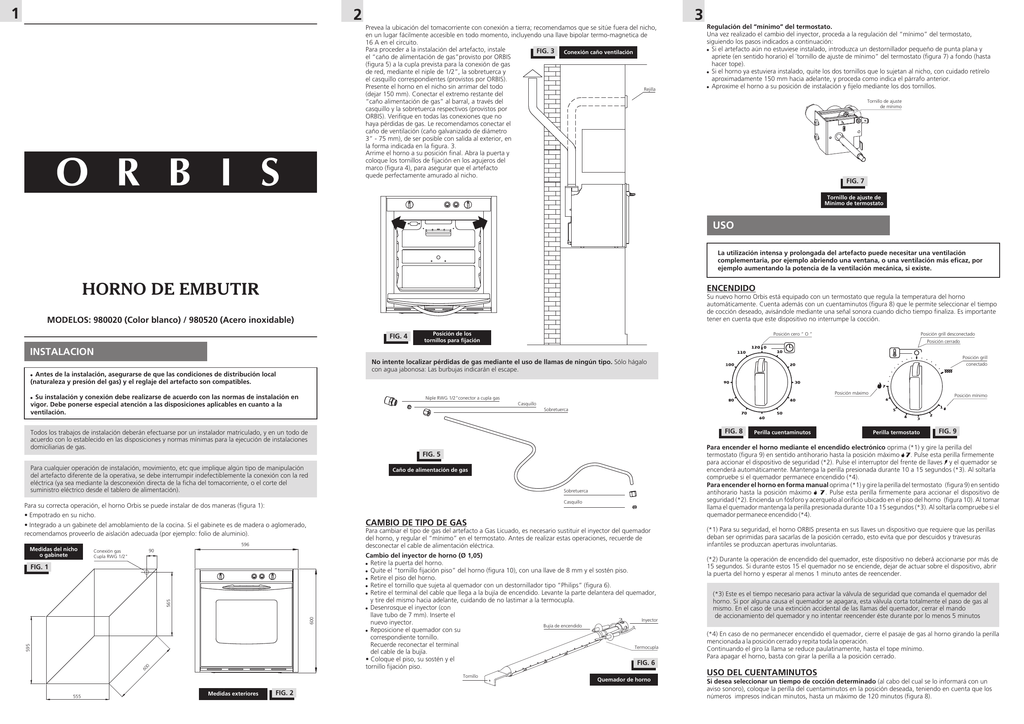00058 081 Horno embutir frente acero inoxidable Orbis 980520 manual |  Manualzz