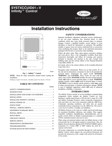 Carrier Infinity Control Thermostat Owner's Manual | Manualzz