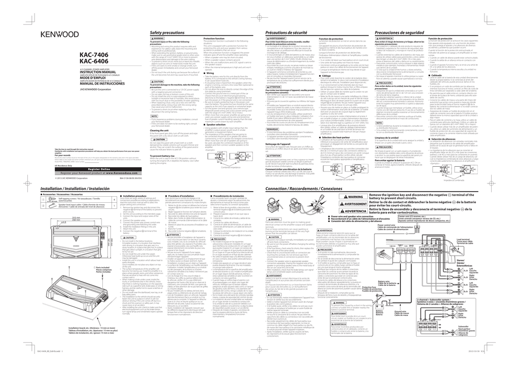 Etapa de Potencia • KAC-6406 Especificaciones • Kenwood