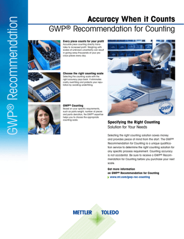Mettler Toledo GWP® Recommendation for Counting Datasheet | Manualzz