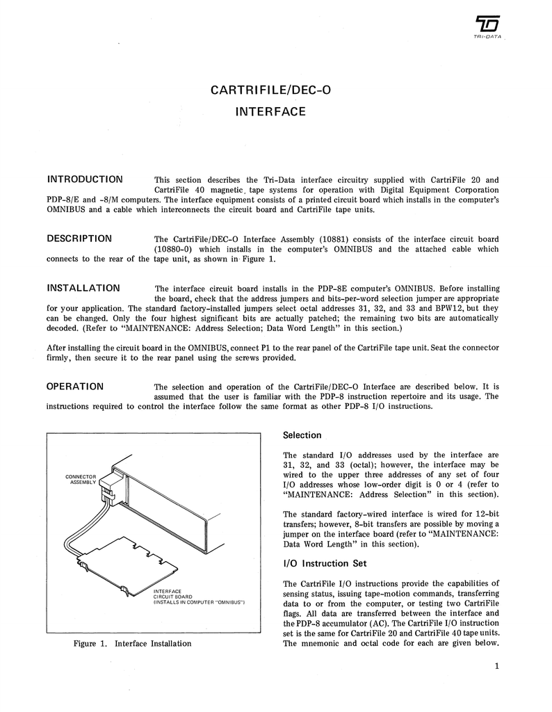 Tri-Data_CartriFile_PDP-8_Omnibus_Interface.pdf | Manualzz