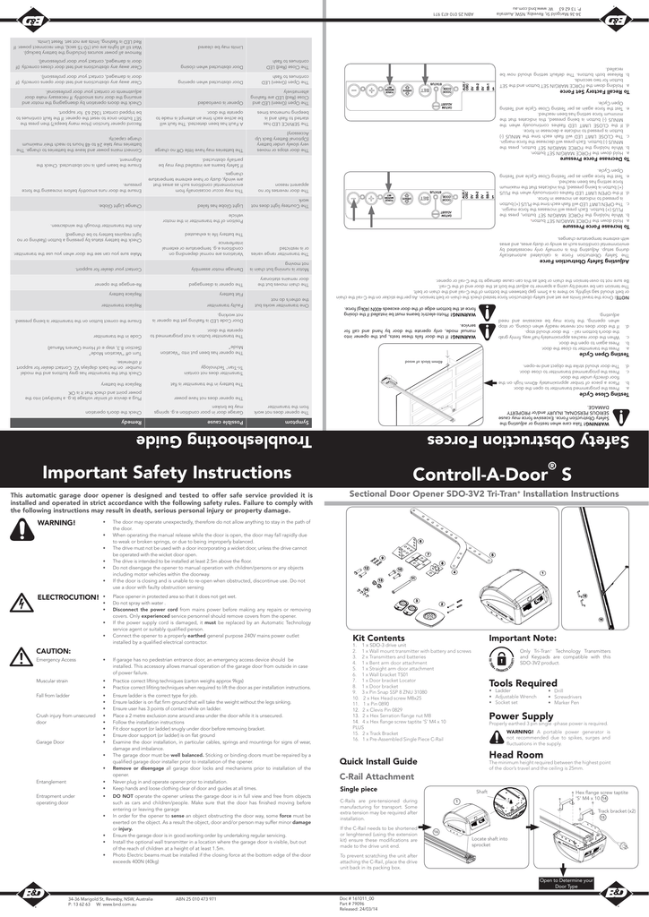 Controll A Door S Installation Manual Manualzz Com