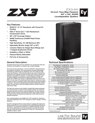 Electro-Voice ZX3-90 Data Sheet | Manualzz