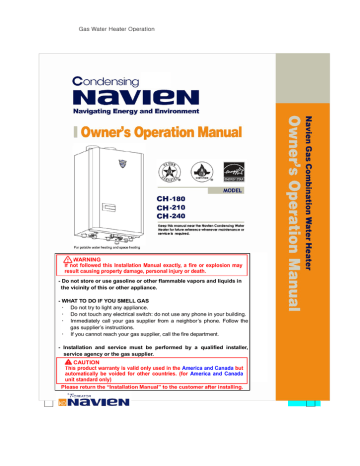 Navien Ch-240 Parts List