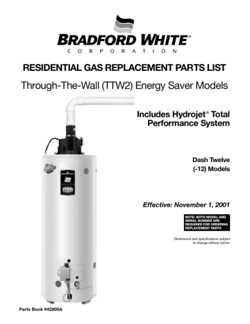 Bradford White GX-1-TW-55S6BN Power Vent Gas Parts List | Manualzz