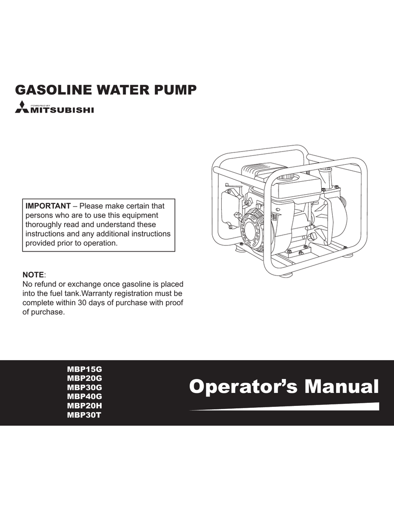 water pump specs