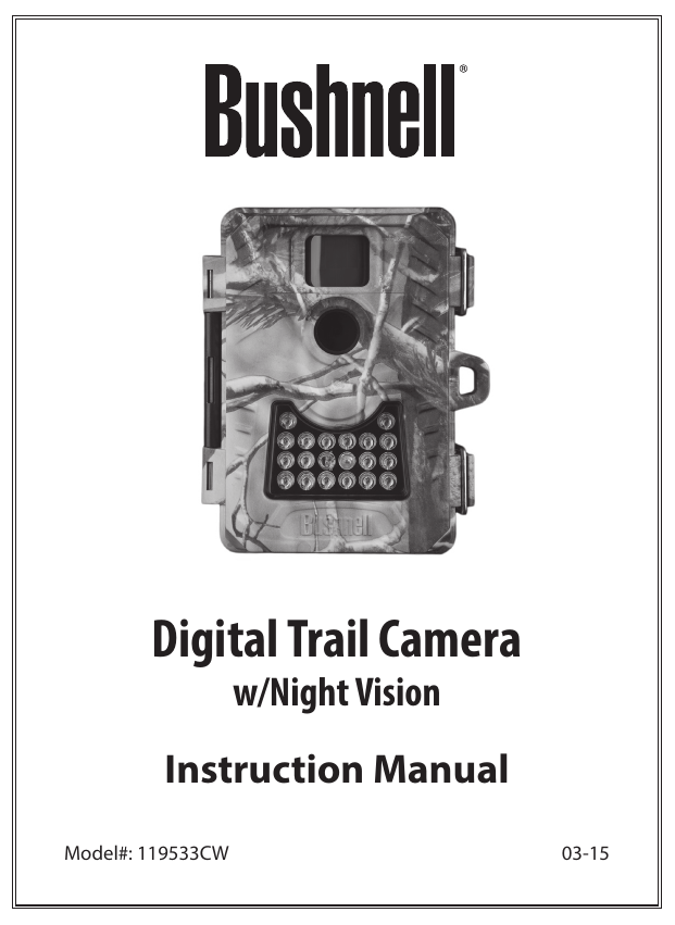 Bushnell 119533CW Trail Camera Owner's manual Manualzz