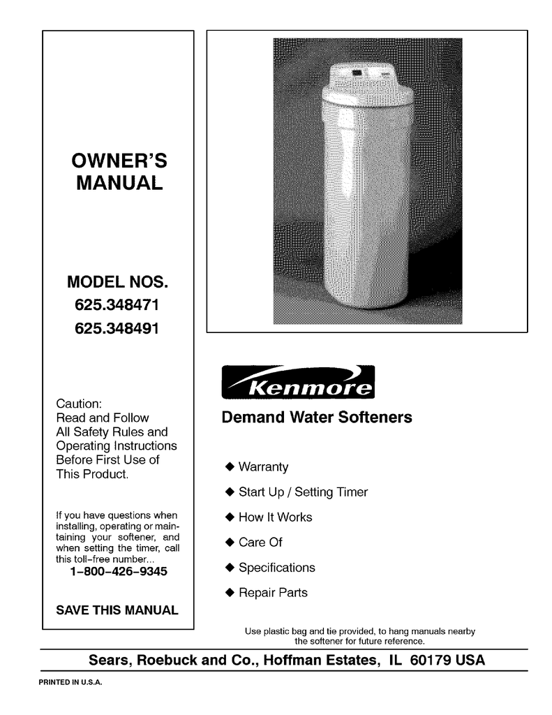 Kenmore Model 70 Water Softener Manual