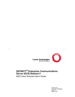 Lucent Technologies DEFINITY ECS - Reference guide, User manual