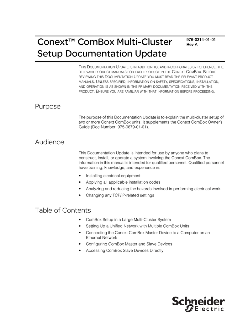 Combox Multi Cluster Setup 976 0314 01 01 Rev A Eng Manualzz