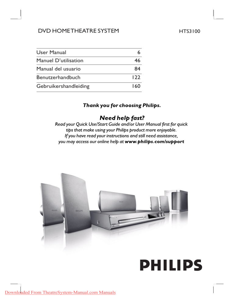 Philips Hts3100 User Guide Manual Pdf Manualzz