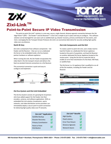 Zixi Link Specifications | Manualzz