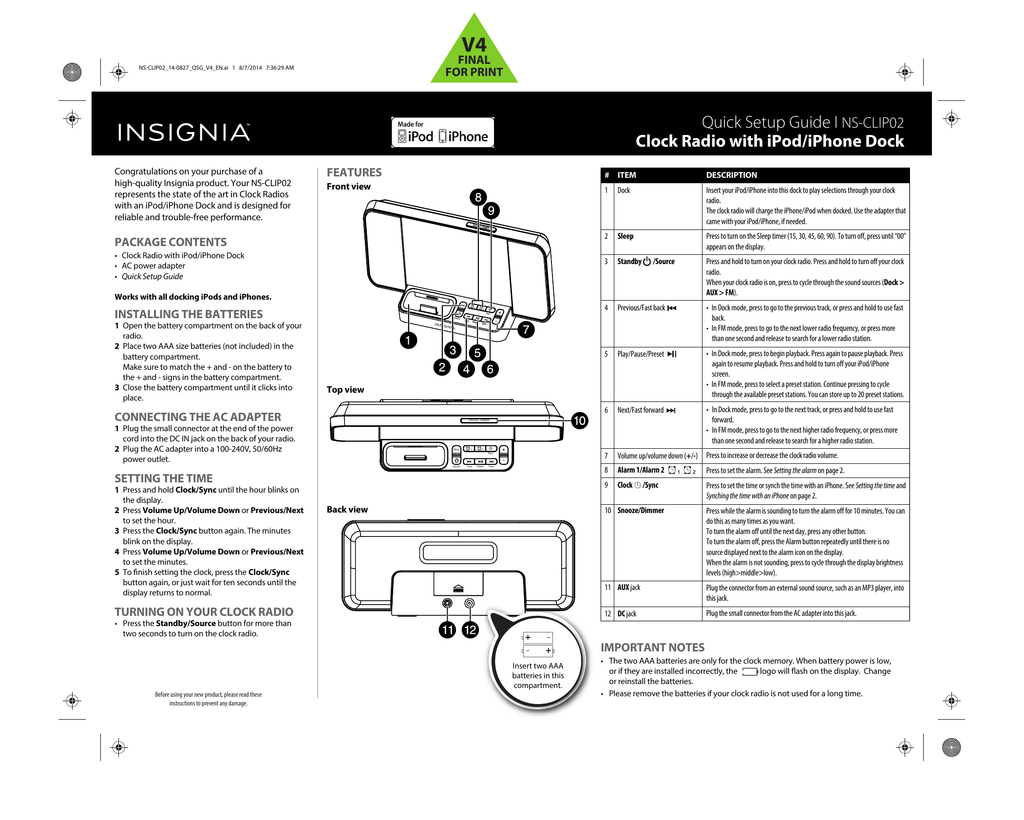 Insignia Clock Radio Manual