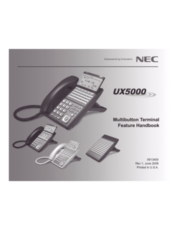 NEC UX 5000 Multi Function Handbook | Manualzz