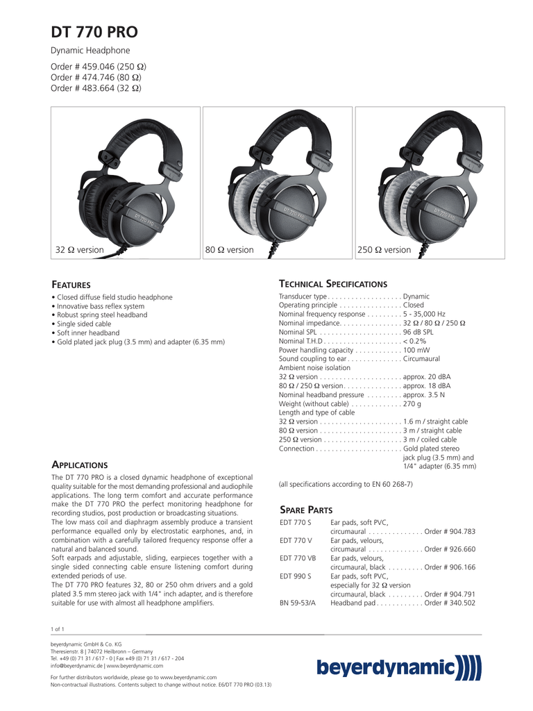 beyerdynamic edt 770 vb