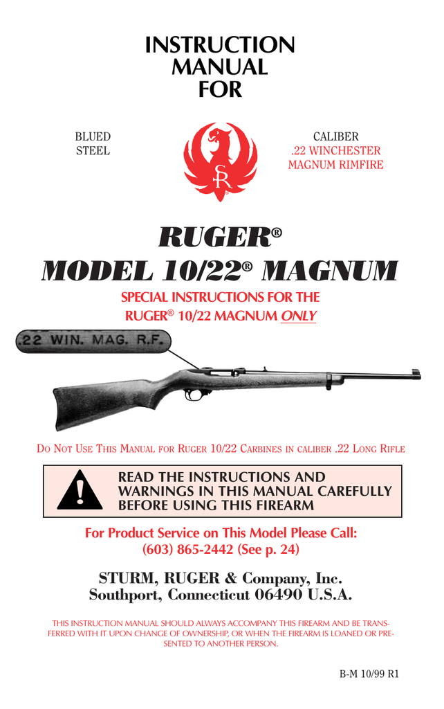 Parts Nice Instructions & Price List for Ruger Model 10/22 Carbine 10 22 