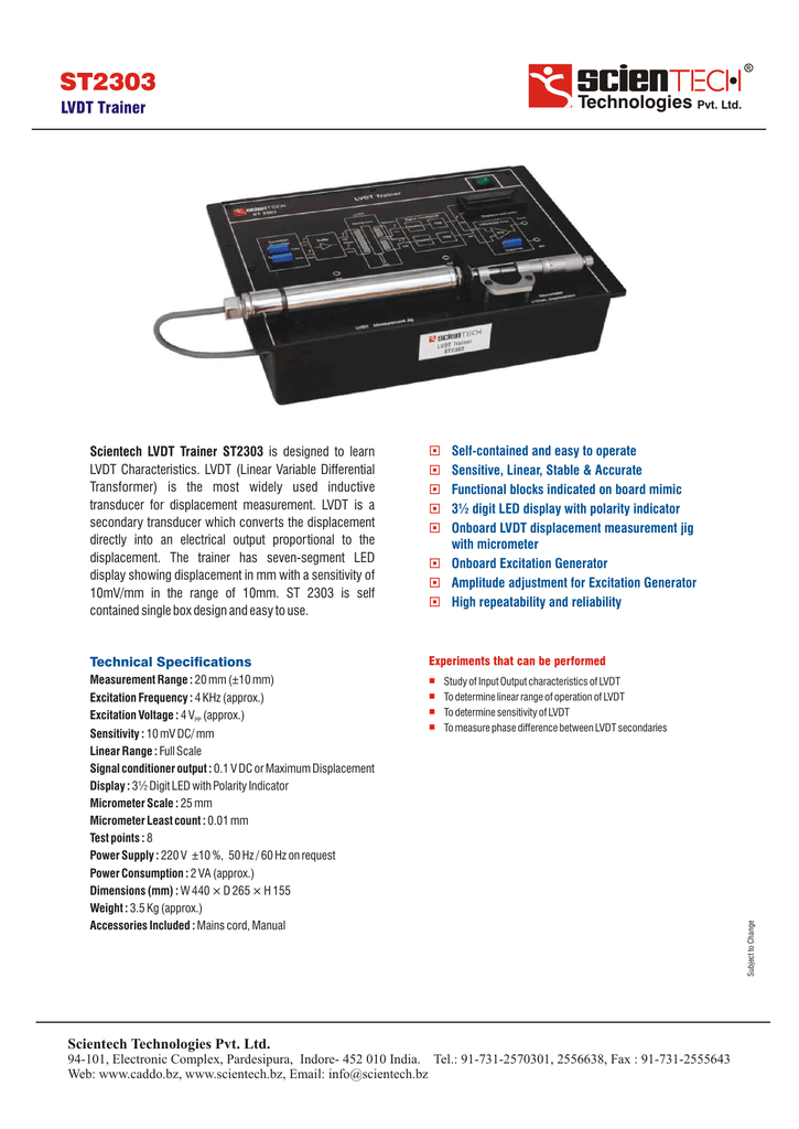 St2303 Technologies Lvdt Trainer Manualzz