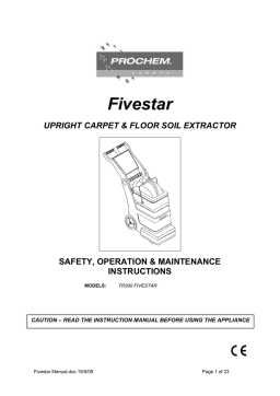 Prochem TR300 Fivestar User Manual