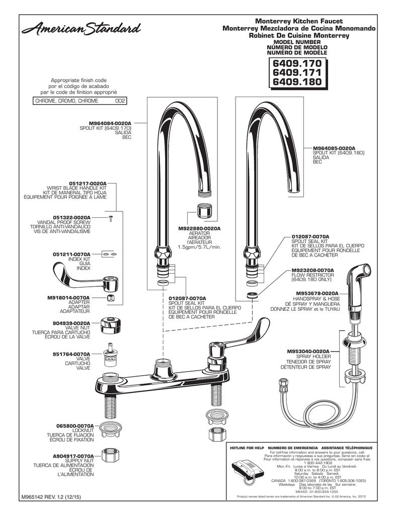 American Standard Colony Soft Gooseneck Kitchen Faucet W/, 53% OFF