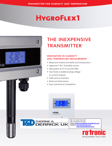 Rotronic Hf1 Hygroflex Humidity Temperature Transmitter Manualzz