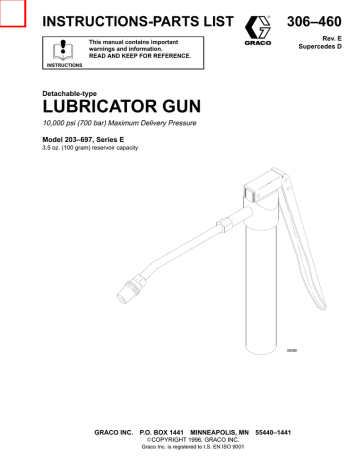 Graco 306460E Lubricator Gun Owner's Manual | Manualzz