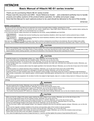 Hitachi NE-S1 series Basic manual | Manualzz